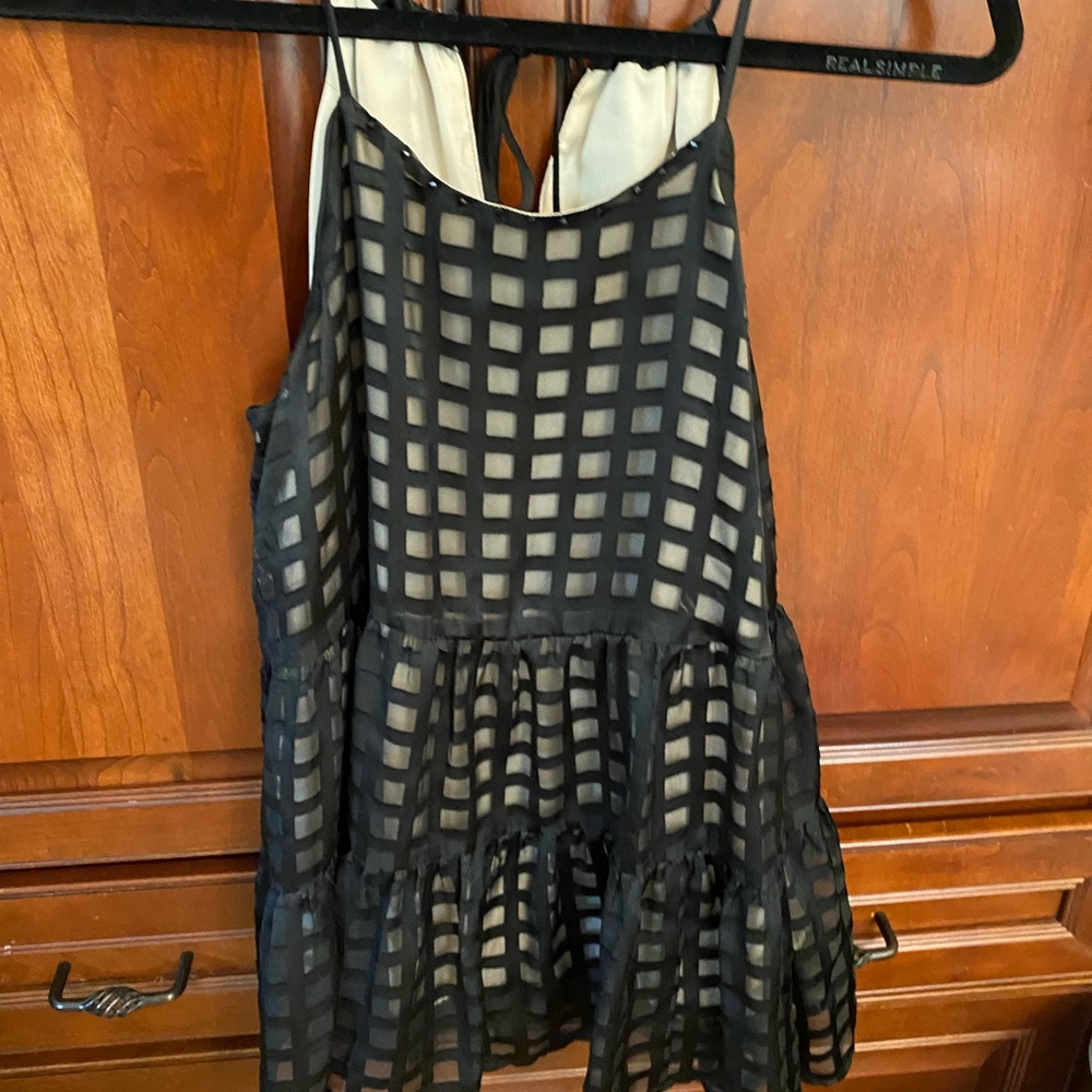 Black spaghetti strap with tiered ruffles